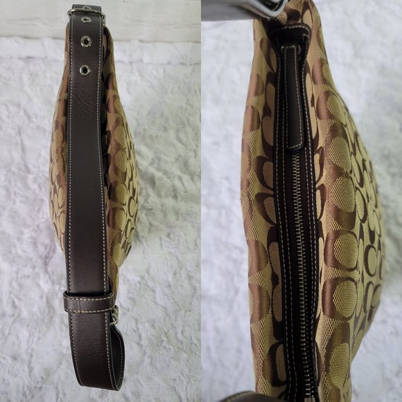 COACH 6076 Signature Jacquard Brown Canvas Bucket Shoulder Bag - Picture 6 of 14